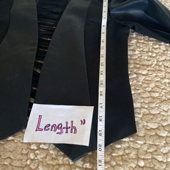 Michel Women’s Size M Black Faux Leather Blend Open Front Rare Edition Jacket - Picture 12 of 12